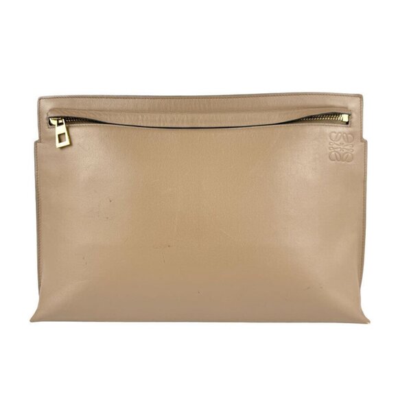 Auth LOEWE Anagram Shoulder Bag Beige Leather -